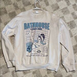 Graphic Bathhouse Sweatshirt - White and Blue